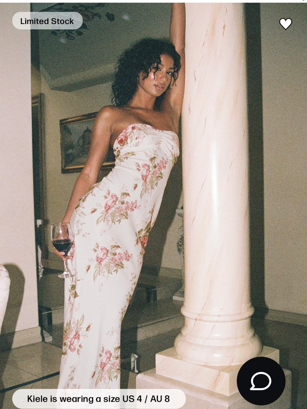 Princess Polly Cream Floral Strapless Maxi Dress